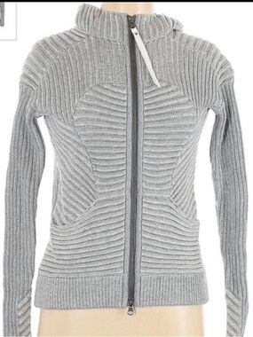 Lululemon Ribbed Zip Up Cowl Neck Hooded Sweater Jacket Women’s Medium